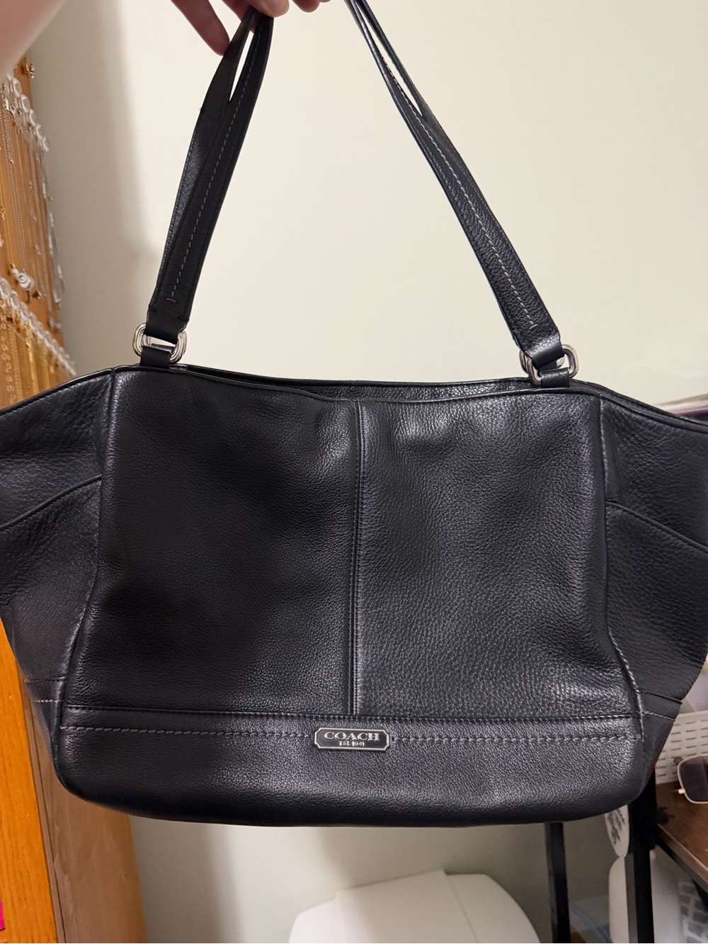 Coach Black Pebbled Leather Shoulder Tote